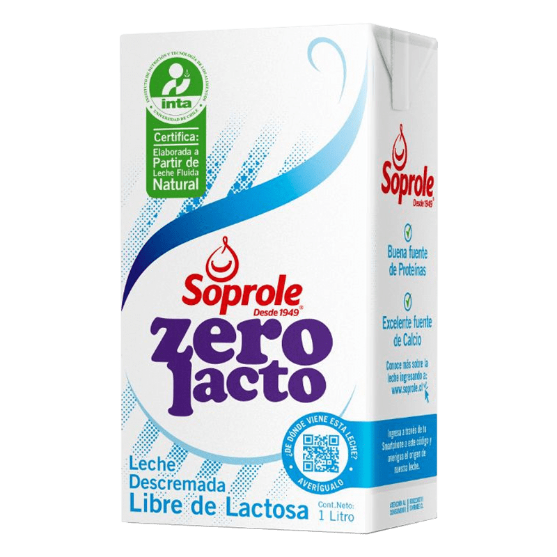 ID 1433804 - LECHE LIQUIDA DESCREMADA SIN LACTOSA SOPROLE ZEROLACTO NATURAL CAJA 1 L UNIDAD