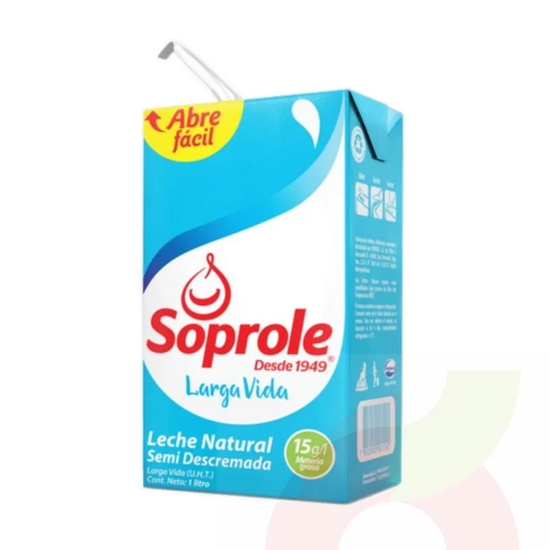 ID 1433849 - LECHE LIQUIDA SEMIDESCREMADA SOPROLE NATURAL CAJA 1 L UNIDAD