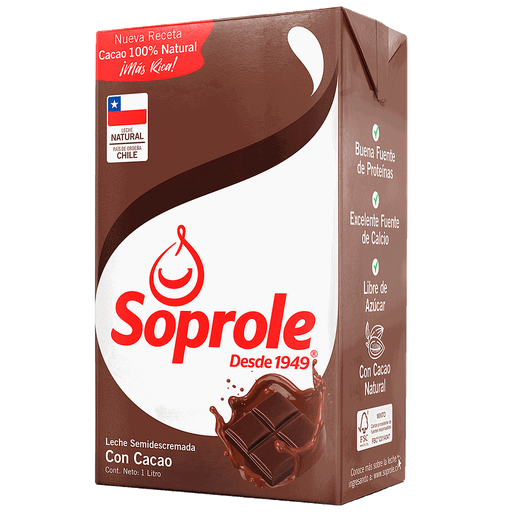 ID 1433911 - LECHE SABORIZADA SEMIDESCREMADA SOPROLE CHOCOLATE CAJA 1 L UNIDAD