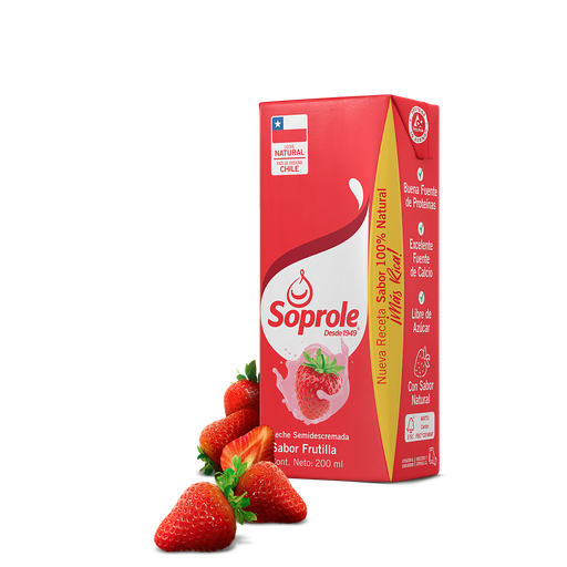 ID 1433909 - LECHE SABORIZADA SEMIDESCREMADA SOPROLE FRUTILLA CAJA 200 ML UNIDAD