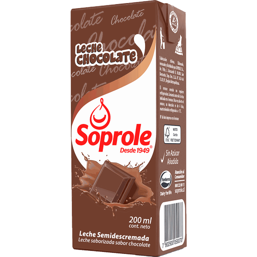 ID 1433939 - LECHE SABORIZADA SEMIDESCREMADA SOPROLE CHOCOLATE CAJA 200 ML UNIDAD