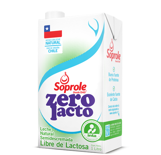 ID 1433864 - LECHE LIQUIDA SEMIDESCREMADA SIN LACTOSA SOPROLE ZEROLACTO CAJA 1 L UNIDAD