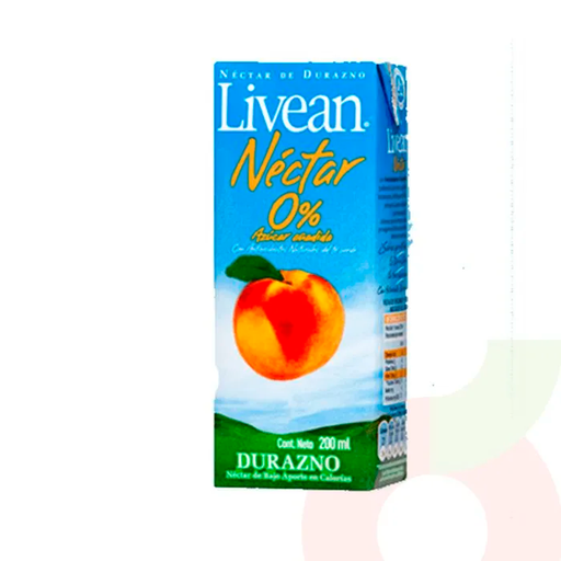 ID 1487745 - JUGO LIQUIDO LIVEAN NECTAR 0% AZUCAR DURAZNO CAJA 200 CC UNIDAD