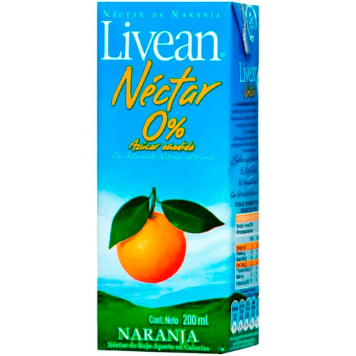 ID 1487715 - JUGO LIQUIDO LIVEAN NECTAR 0% AZUCAR NARANJA CAJA 200 CC UNIDAD