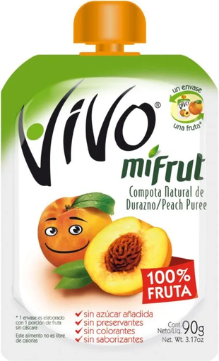 ID 1885241 - COMPOTA PARA BEBE VIVO MIFRUT DURAZNO 90 G UNIDAD